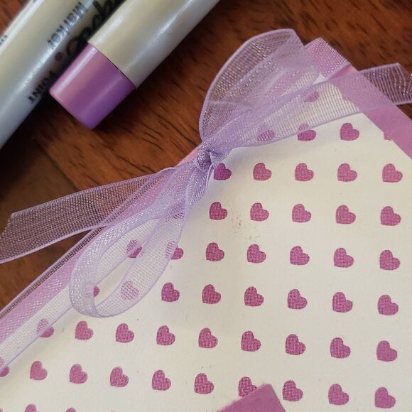 HANDMADE Valentine's Day Cards Set of Four Pink Purple Hearts Lips Be Mine - Picture 8 of 8